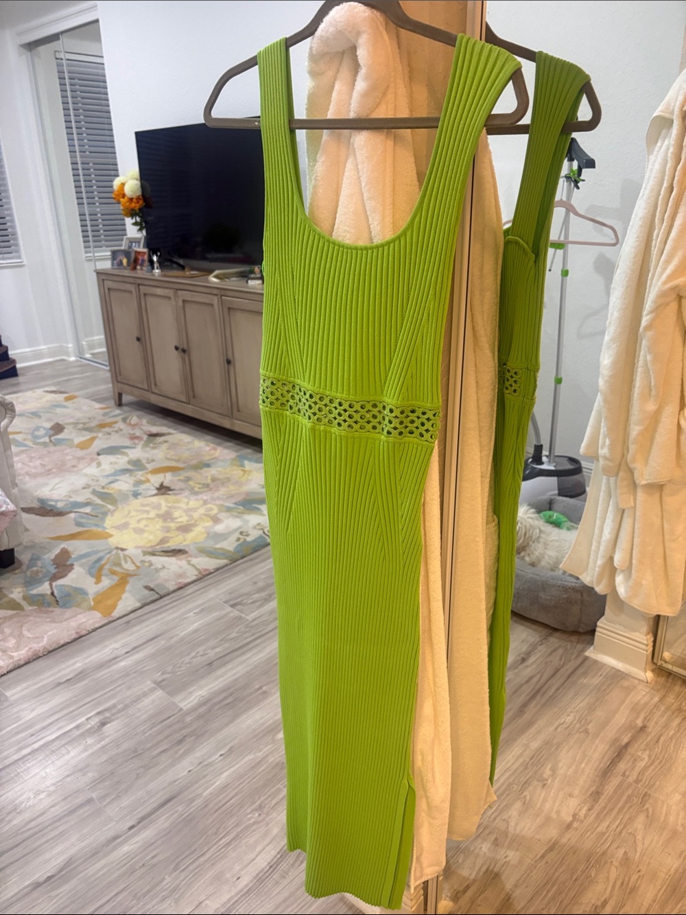 Sleek Lime Green Ribbed Bodycon Dress
